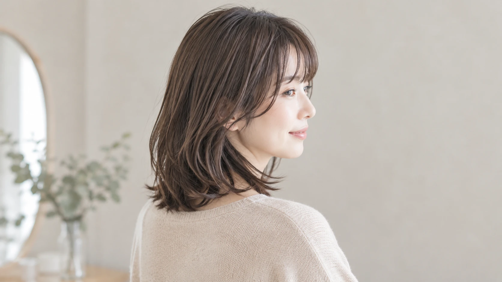 柔らかいレイヤーの大人ミディアム